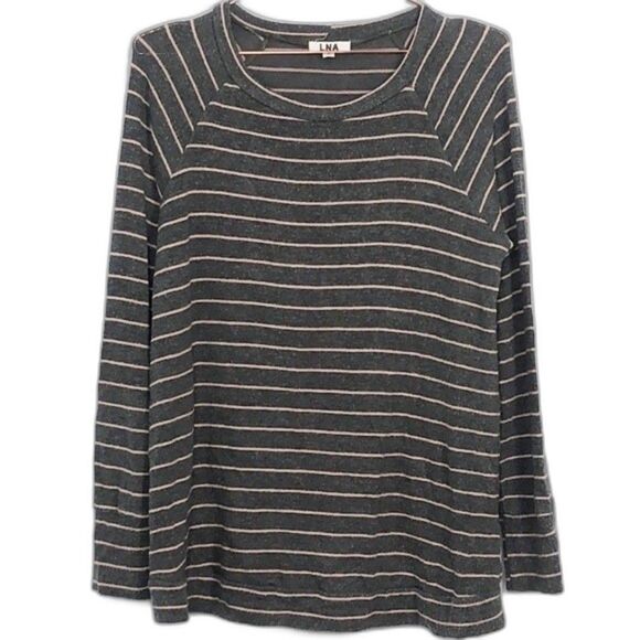 LNA Light Pink & Gray Striped Sweater Scoop Neck New Condition Medium RM-B - Picture 1 of 6